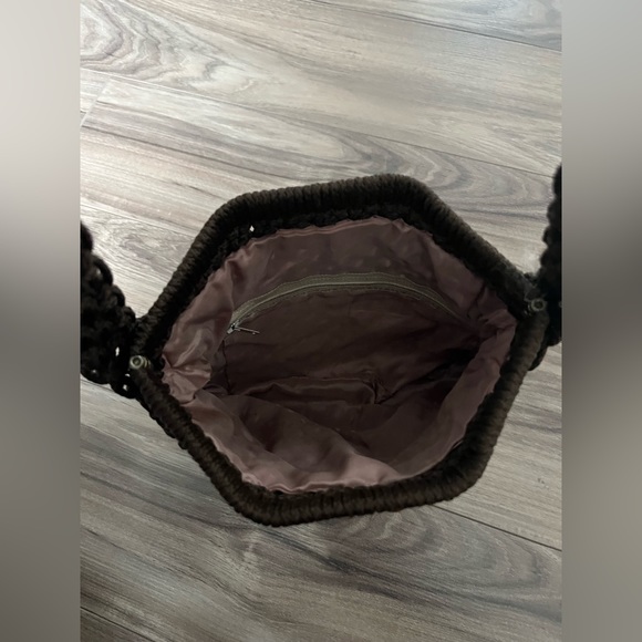 Vintage Brown Knit Beaded Purse - Picture 3 of 3